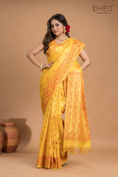 Pure Tussar Silk Jamdani Saree (Silk Mark Certified)