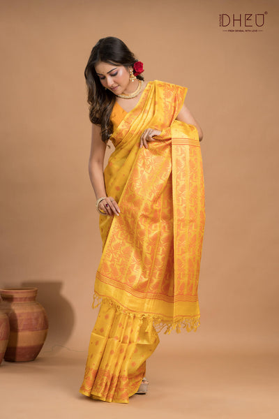 Pure Tussar Silk Jamdani Saree (Silk Mark Certified)