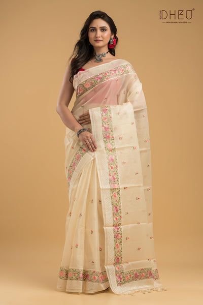 Exclusive Embroidery Kota Silk Saree