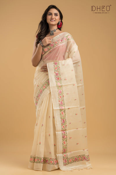 Exclusive Embroidery Kota Silk Saree