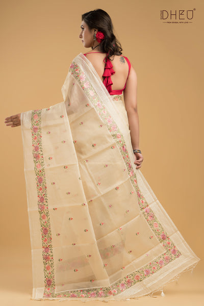 Exclusive Embroidery Kota Silk Saree