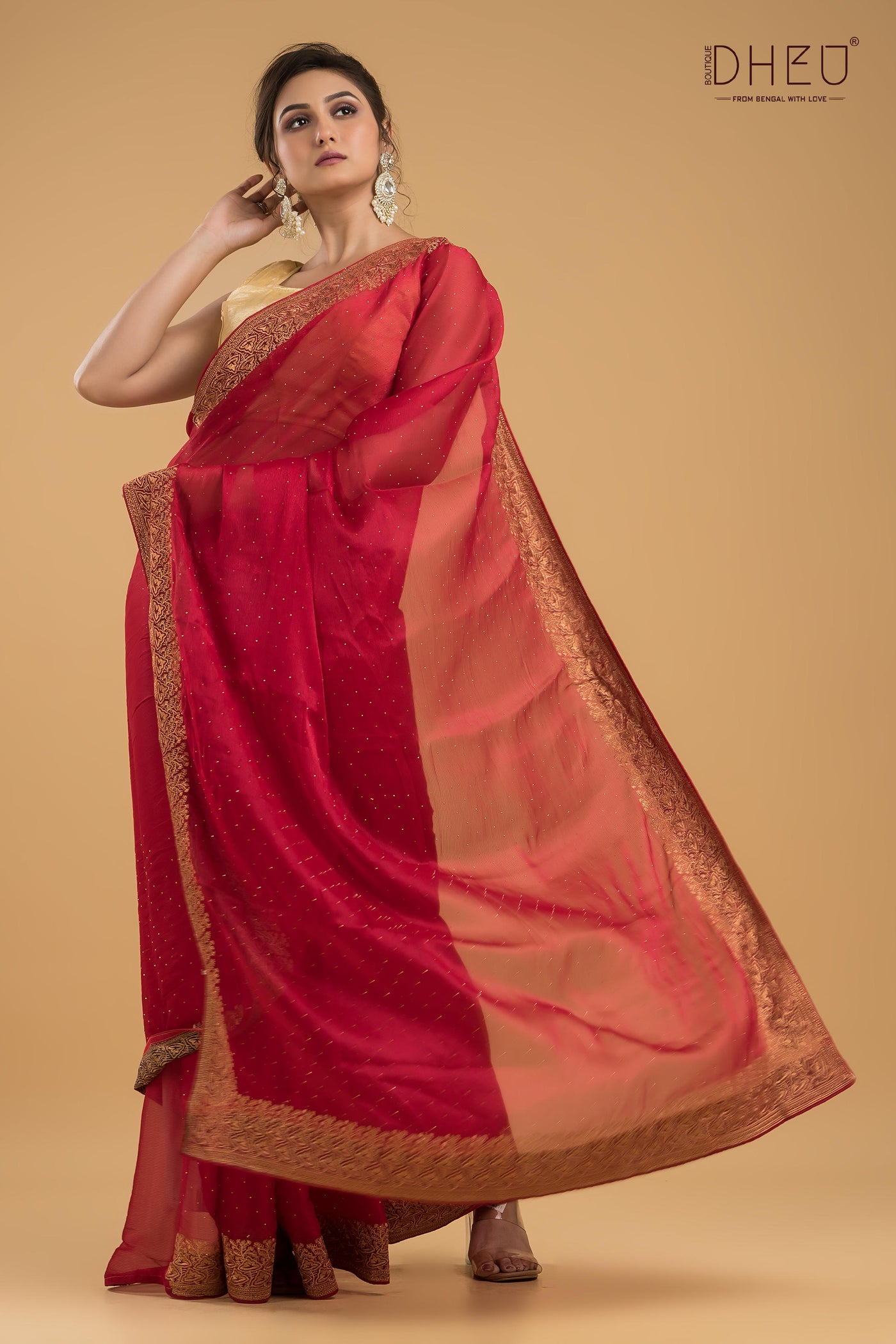 Designer Embroidery Chiffon Silk Saree