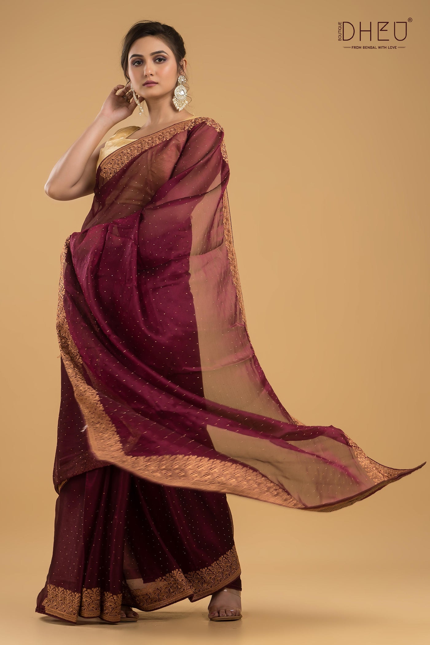 Designer Embroidery Chiffon Silk Saree