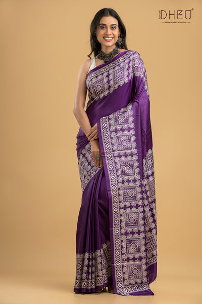 Handloom Printed Silk Saree