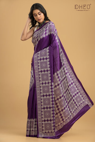 Handloom Printed Silk Saree