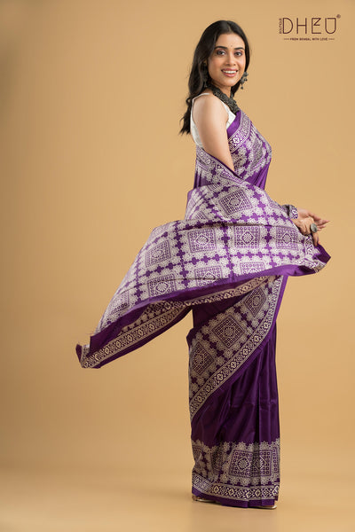 Handloom Printed Silk Saree