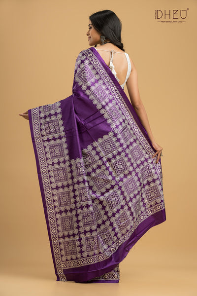 Handloom Printed Silk Saree