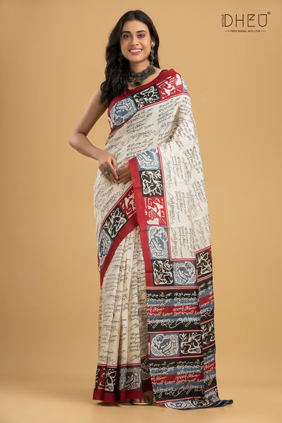 Handloom Printed Silk Saree