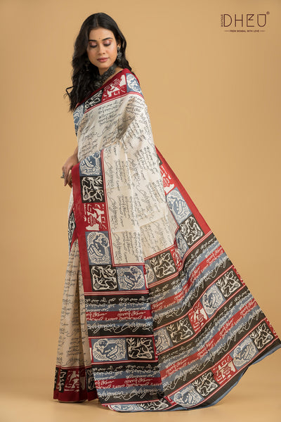 Handloom Printed Silk Saree