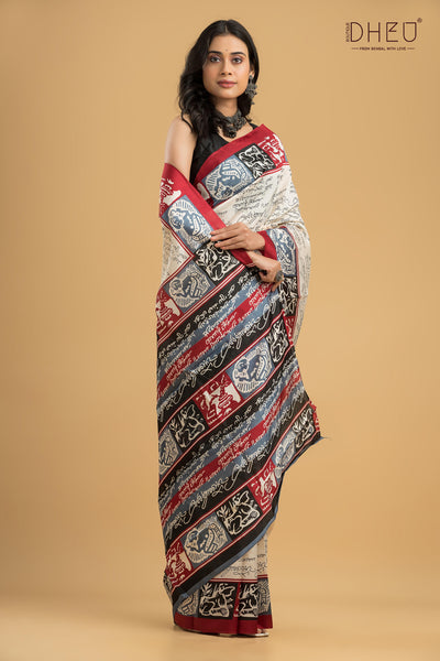 Handloom Printed Silk Saree