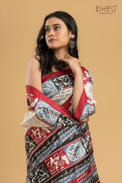 Handloom Printed Silk Saree