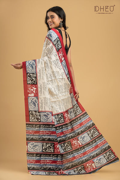 Handloom Printed Silk Saree