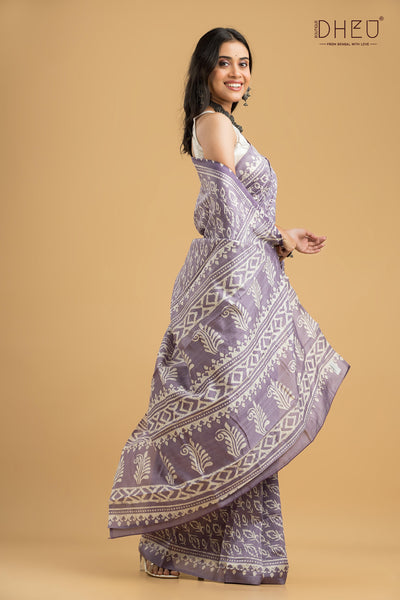 Handloom Printed Silk Saree