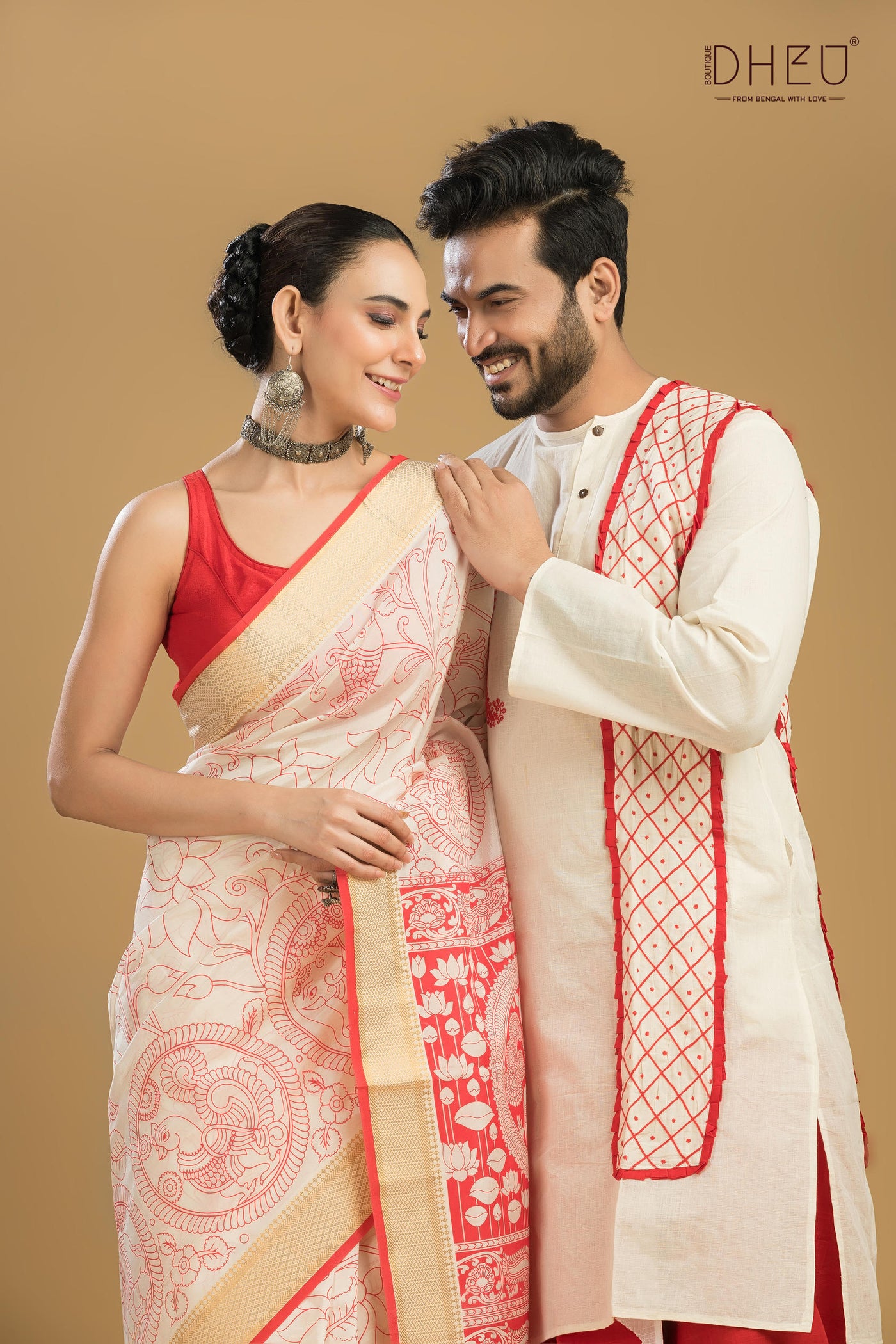 Designer Saree & Kurta Couple Set