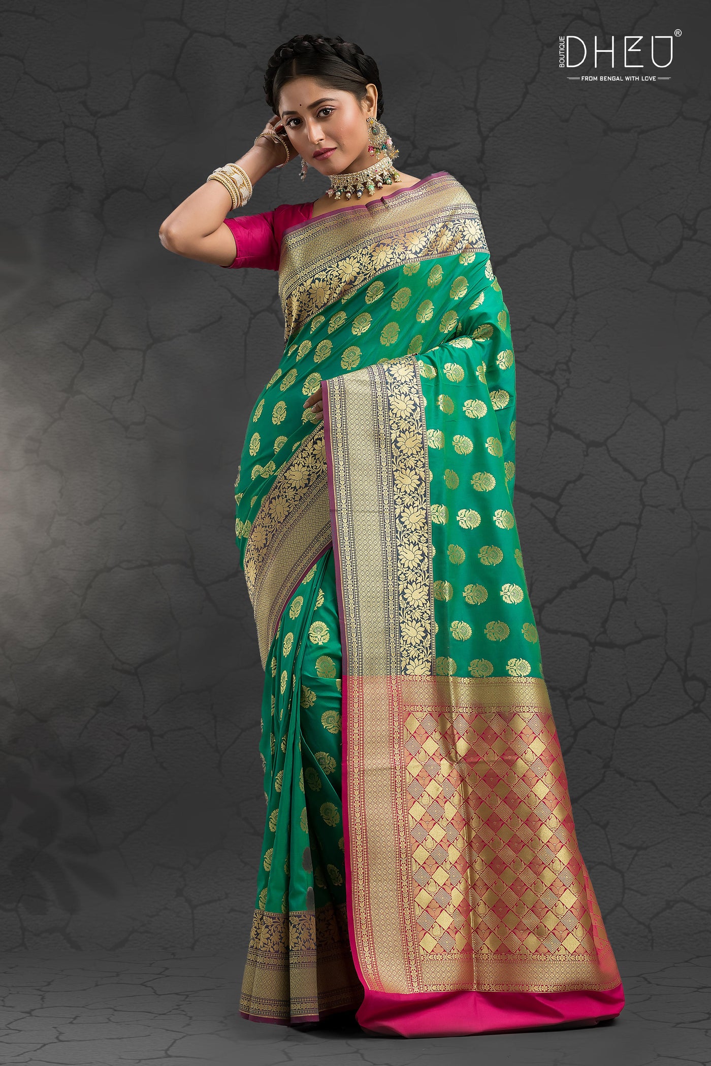 Bonolota - Designer Zardausi Benarasi Saree