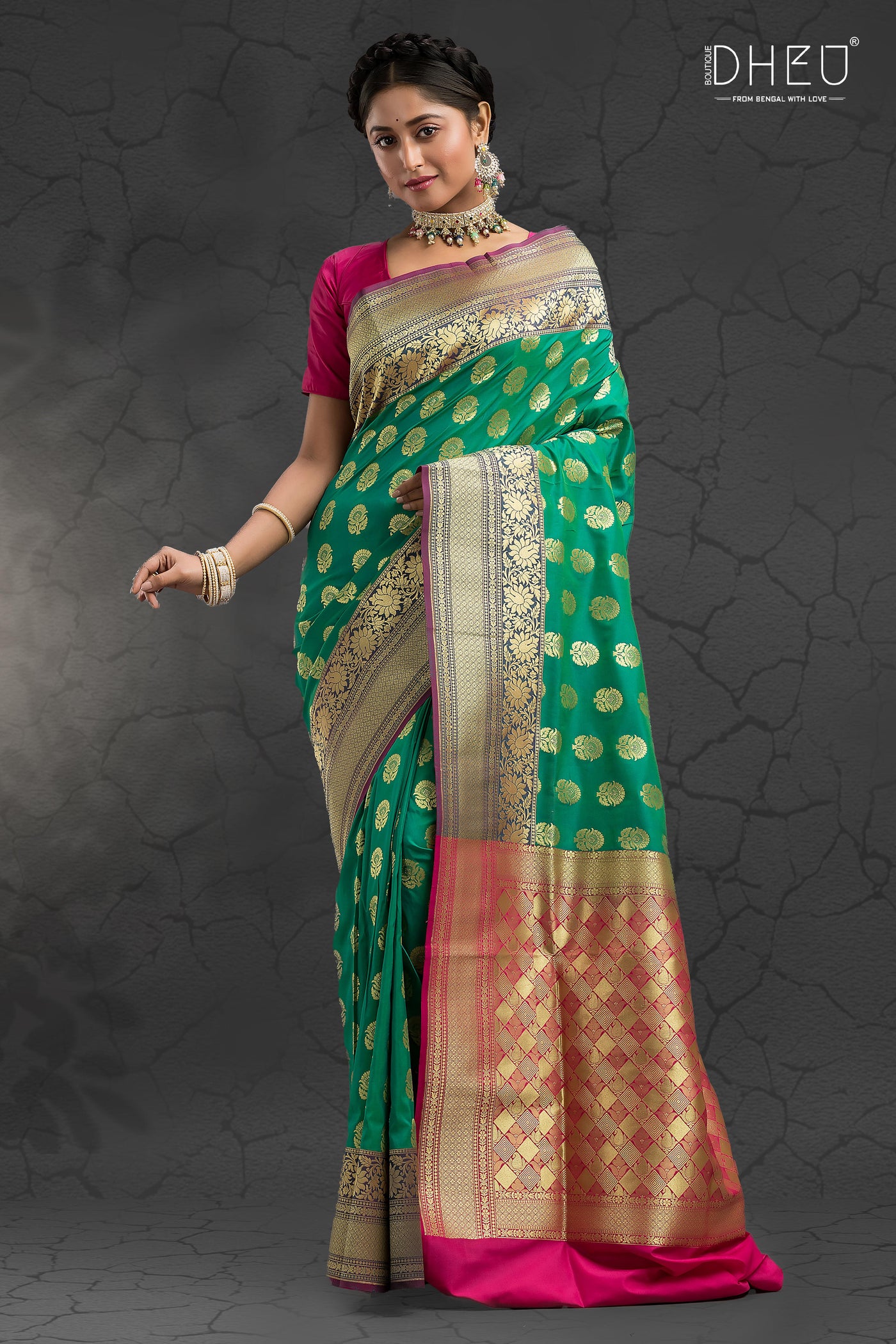 Bonolota - Designer Zardausi Benarasi Saree