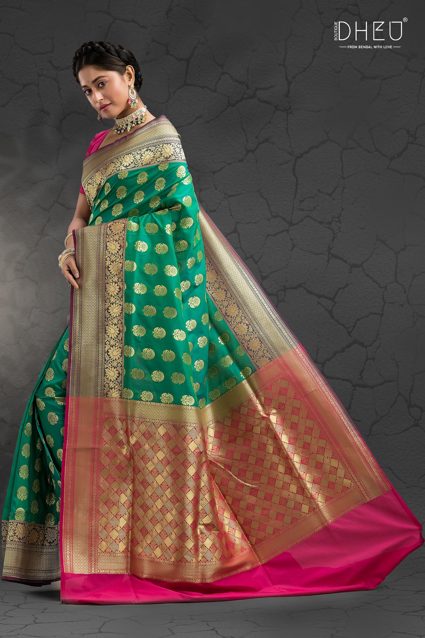 Bonolota - Designer Zardausi Benarasi Saree