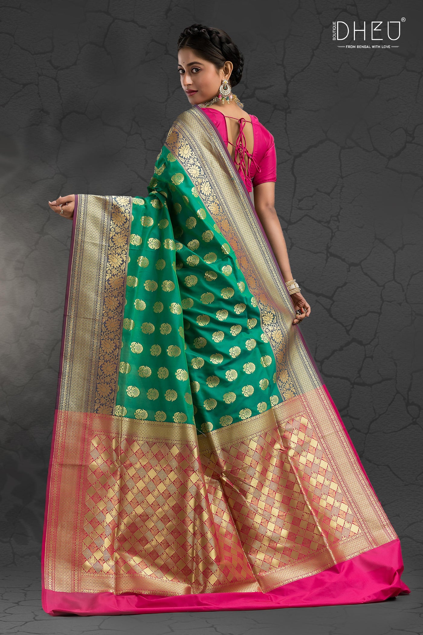 Bonolota - Designer Zardausi Benarasi Saree