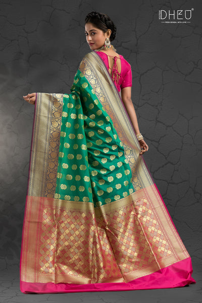 Bonolota - Designer Zardausi Benarasi Saree