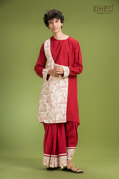 Dheu Exclusive Designer Kurta Dhoti(Optional) Set