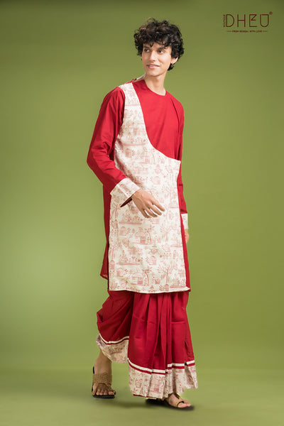 Dheu Exclusive Designer Kurta Dhoti(Optional) Set