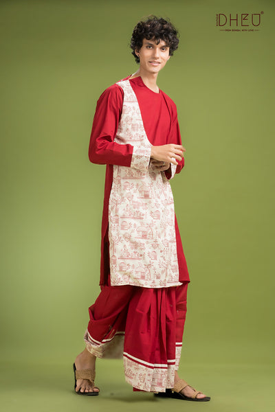 Dheu Exclusive Designer Kurta Dhoti(Optional) Set
