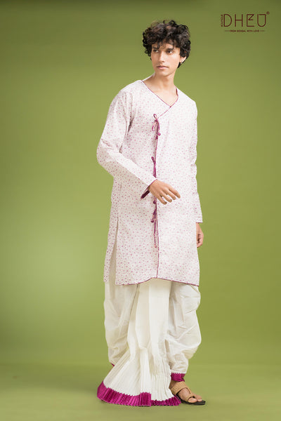 Dheu Exclusive Printed Kurta Dhoti(Optional) Set
