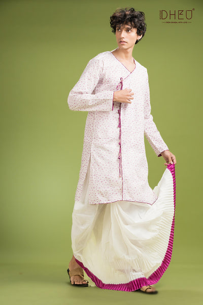Dheu Exclusive Printed Kurta Dhoti(Optional) Set
