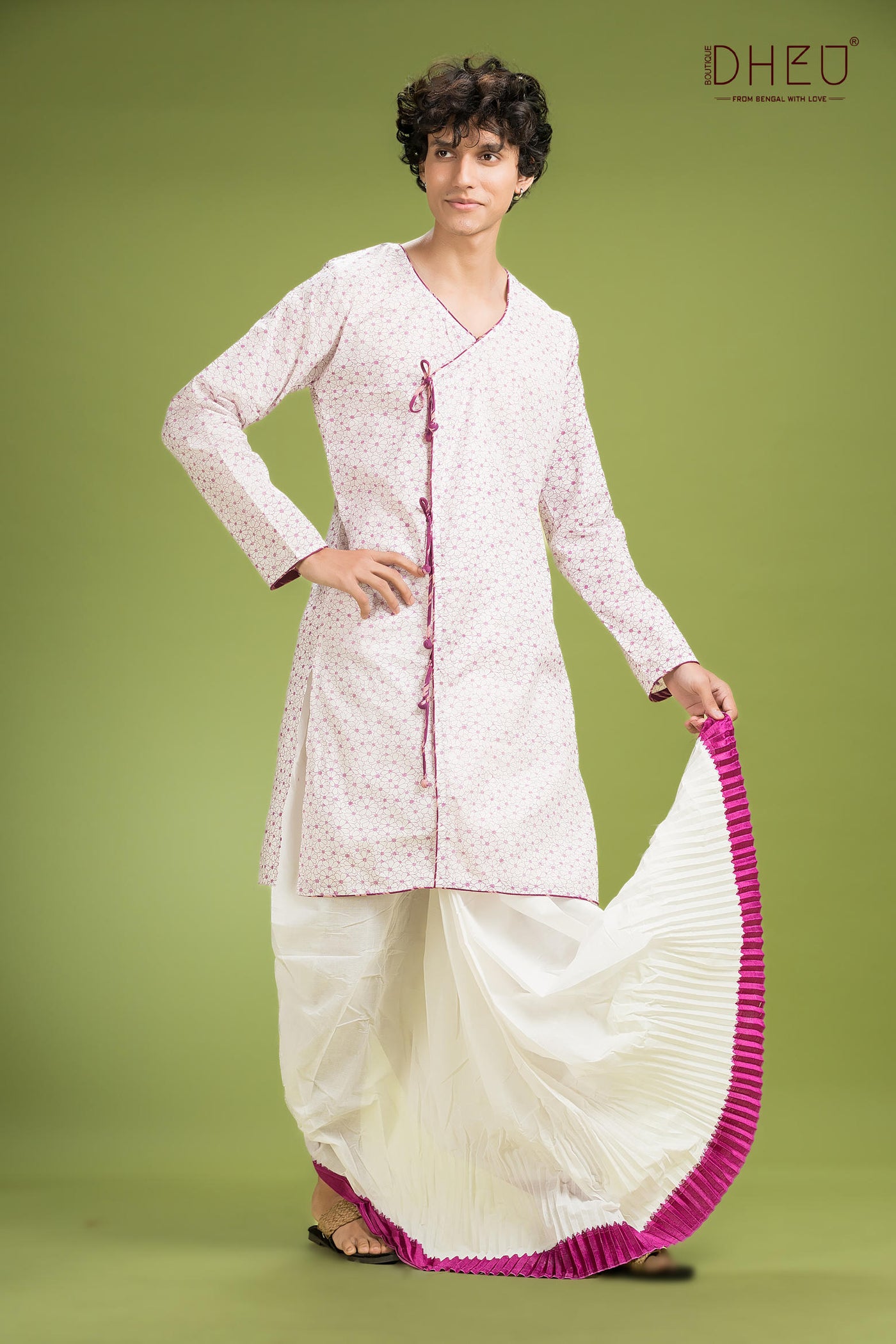 Dheu Exclusive Printed Kurta Dhoti(Optional) Set