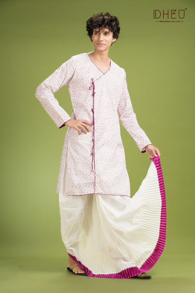 Dheu Exclusive Printed Kurta Dhoti(Optional) Set