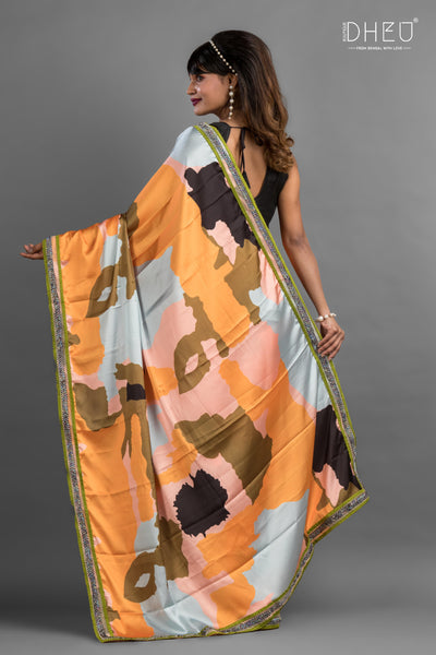 Monica - Dheu Exclusive Printed Satin Saree