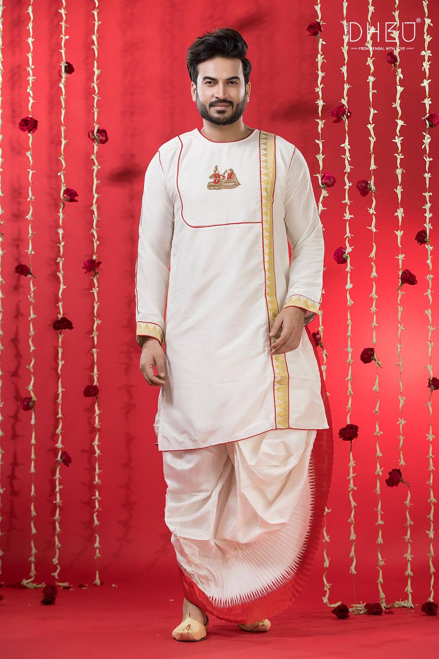 Designer Wedding Silk Kurta & Dhoti(Optional) Set