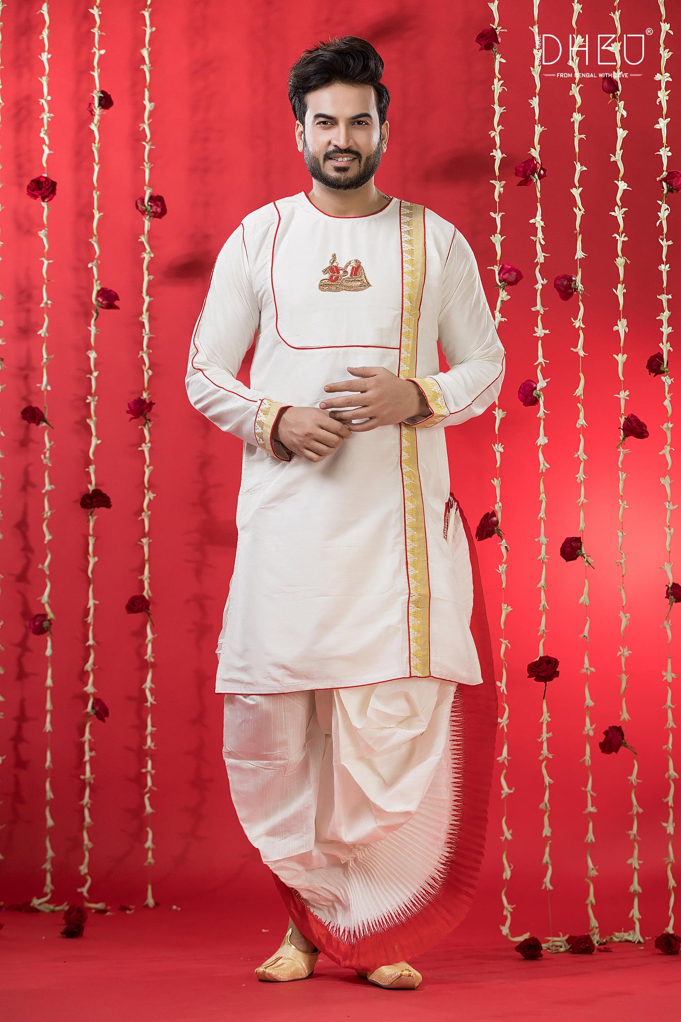 Designer Wedding Silk Kurta & Dhoti(Optional) Set