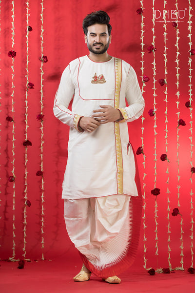 Designer Wedding Silk Kurta & Dhoti(Optional) Set