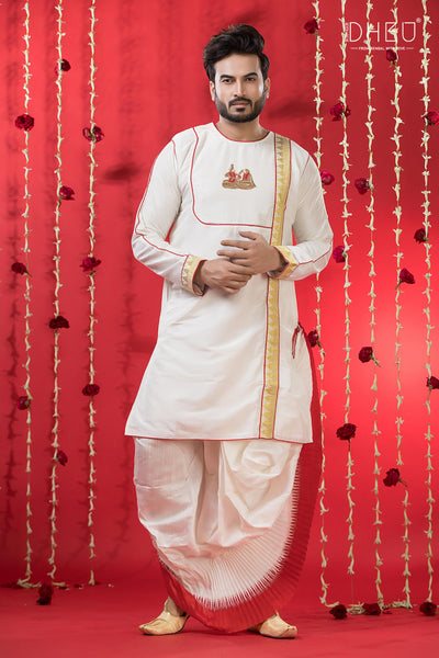 Designer Wedding Silk Kurta & Dhoti(Optional) Set
