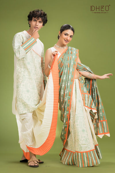 Dheu Exclusive Mekhela & Kurta Couple Set