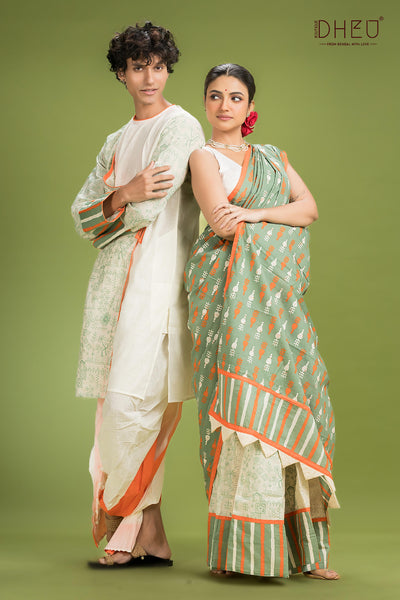Dheu Exclusive Mekhela & Kurta Couple Set