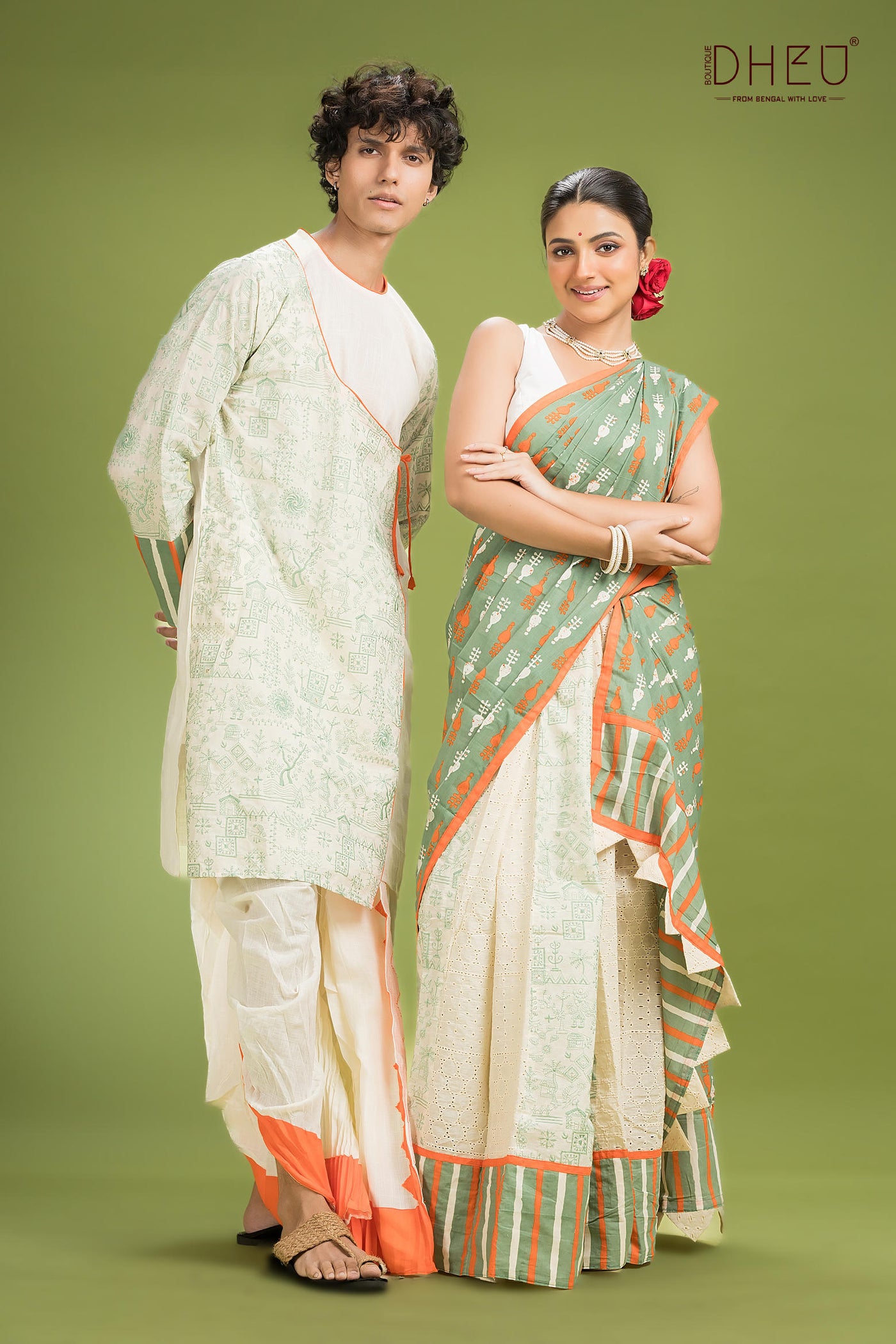 Dheu Exclusive Mekhela & Kurta Couple Set