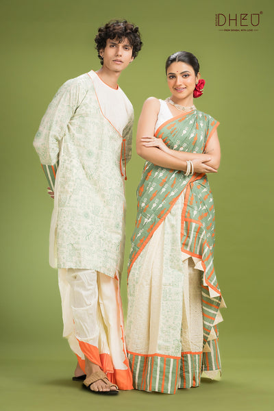 Dheu Exclusive Mekhela & Kurta Couple Set