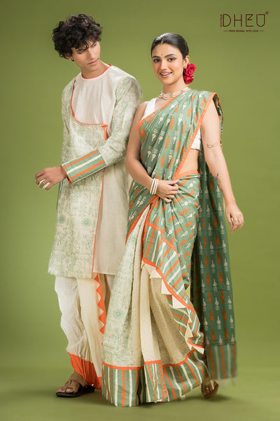Dheu Exclusive Mekhela & Kurta Couple Set
