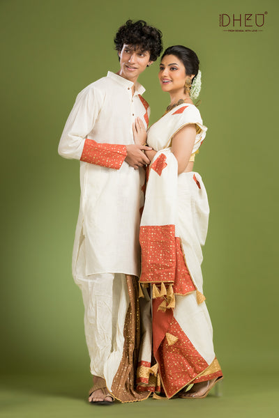 Dheu Exclusive Mekhela & Kurta Couple Set