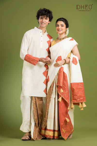 Dheu Exclusive Mekhela & Kurta Couple Set