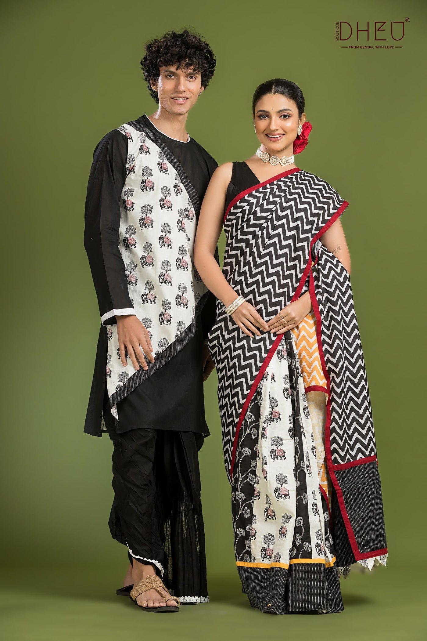 Dheu Exclusive Mekhela & Kurta Couple Set