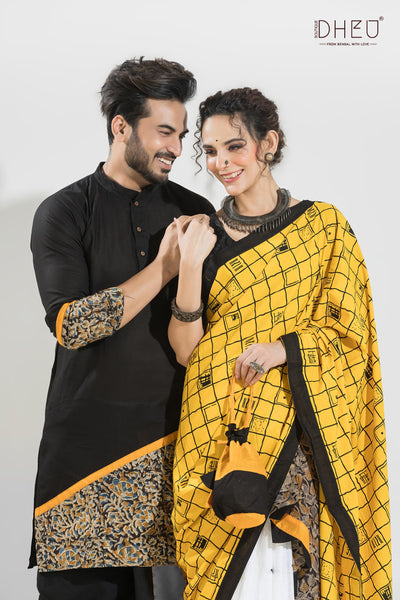 Dheu Exclusive Mekhela & Kurta Couple Set