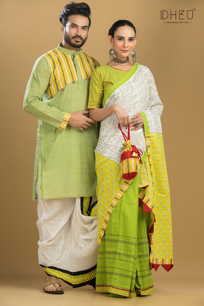 Dheu Exclusive Mekhela & Kurta Couple Set