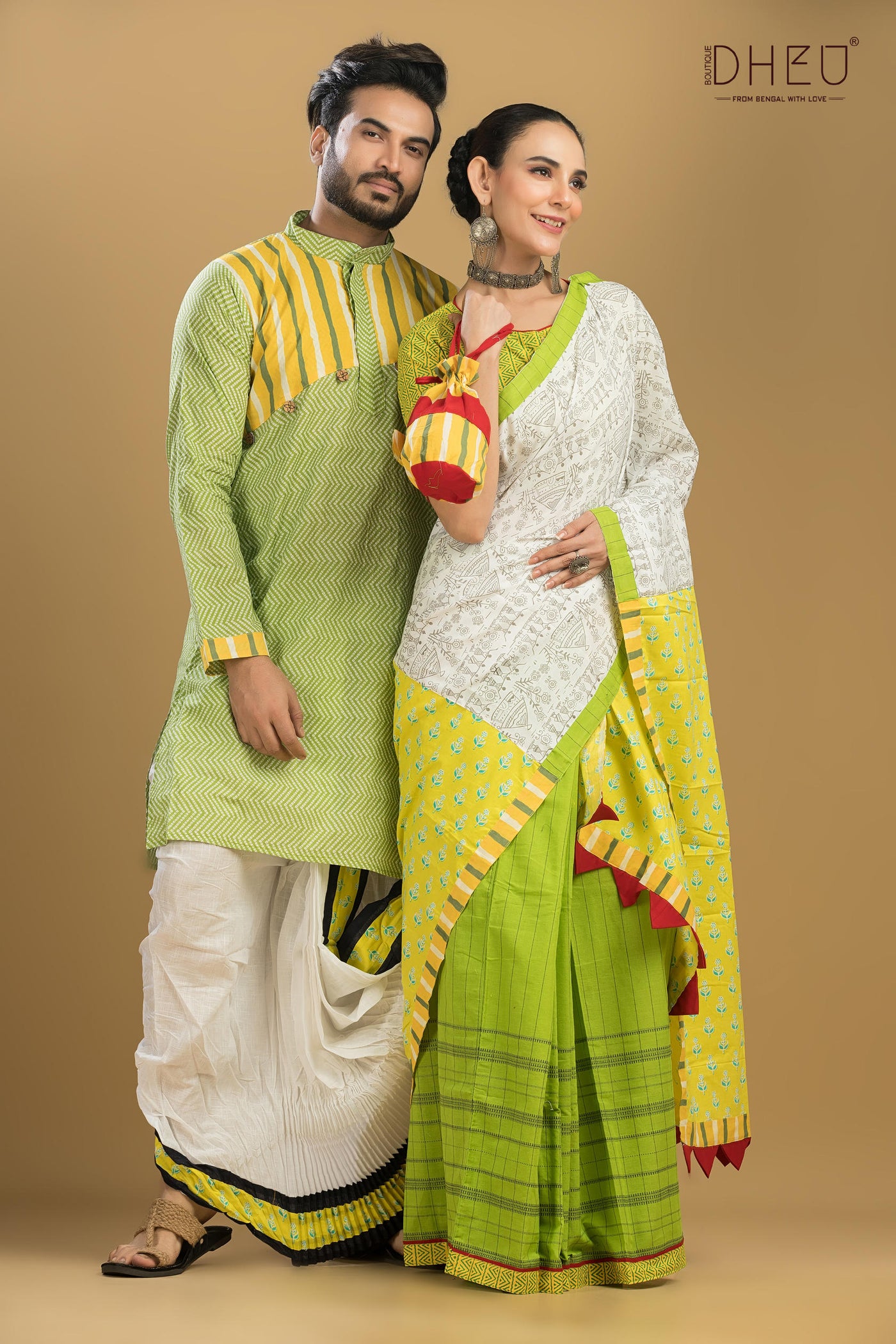 Dheu Exclusive Mekhela & Kurta Couple Set