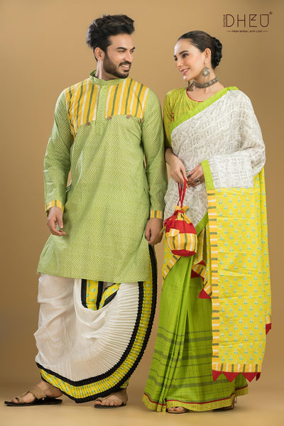 Dheu Exclusive Mekhela & Kurta Couple Set