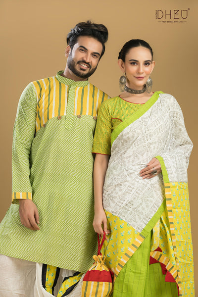 Dheu Exclusive Mekhela & Kurta Couple Set