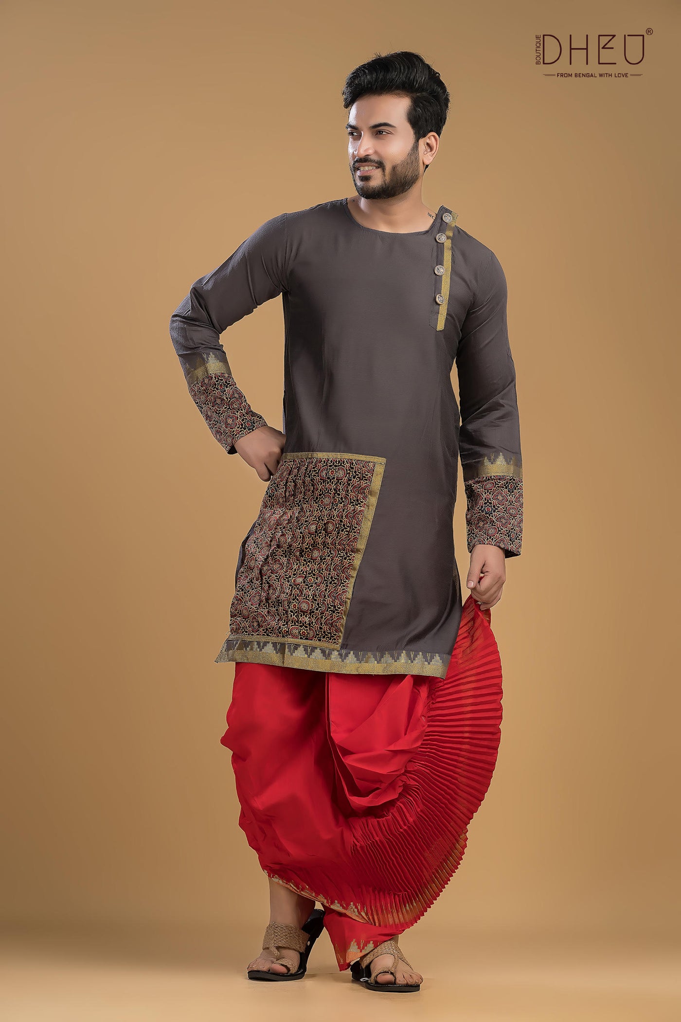 Dheu Exclusive Designer Kurta Dhoti(Optional) Set
