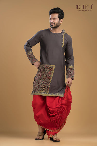 Dheu Exclusive Designer Kurta Dhoti(Optional) Set